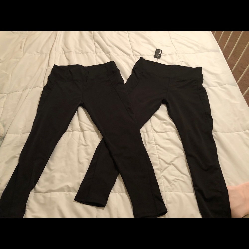 New! 2 pair black yoga leggings